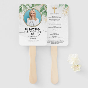 Elegant Botanical Gold Celebration of Life Hand Fan