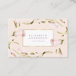 Elegant Botanical Gold Frame Floral Wildflower Business Card