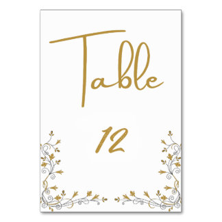 Elegant Botanical Gold Table Number Card