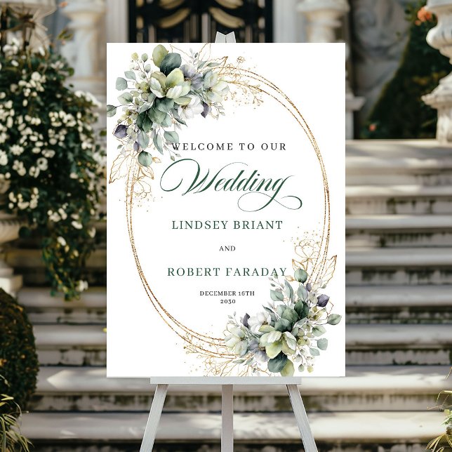Elegant Botanical Gold Wedding Welcome Poster (Elegant Botanical Gold Wedding Welcome Poster)