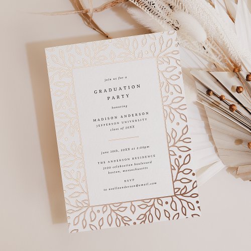 Elegant Botanical Graduation Party Style 03 Foil Invitation