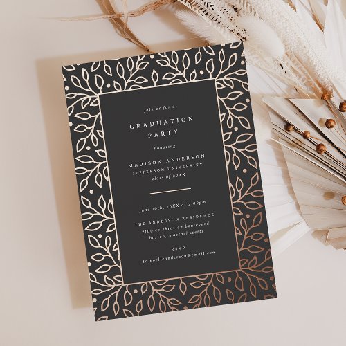 Elegant Botanical Graduation Party Style 03 Foil Invitation