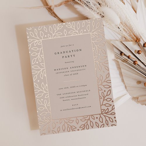 Elegant Botanical Graduation Party Style 03 Foil Invitation