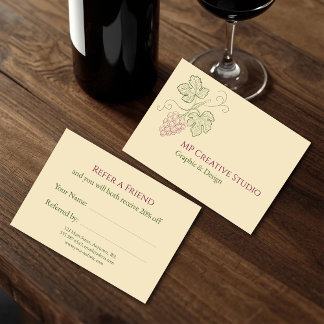 Elegant Botanical Grapevine Design Referral Card