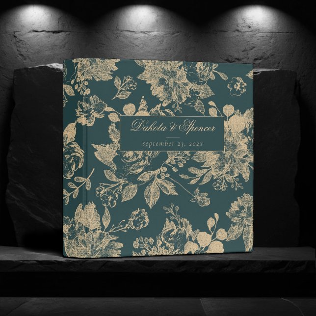 Elegant Botanical | Green and Gold Photo Album 3 Ring Binder (Creator Uploaded)
