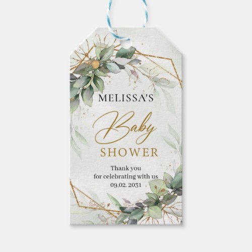 Elegant botanical green eucalyptus Baby Shower Gift Tags
