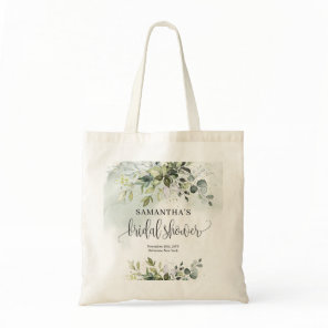 Elegant botanical green eucalyptus gold   tote bag