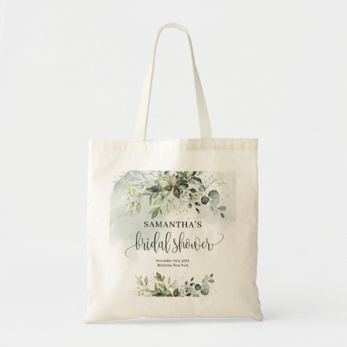 Elegant botanical green eucalyptus gold   tote bag