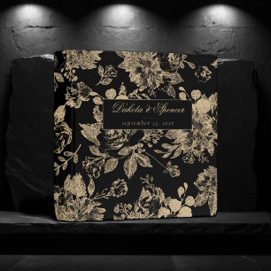 Elegant Botanical   Green Gold Floral Branding 3 Ring Binder