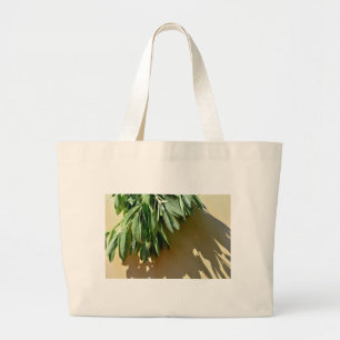 Elegant botanical green herbs leaves sage large tote bag