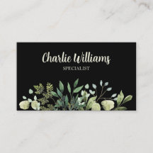 Elegant botanical green leaves black