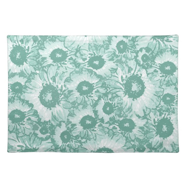 Elegant Botanical Green Pattern Cloth Placemat (Front)