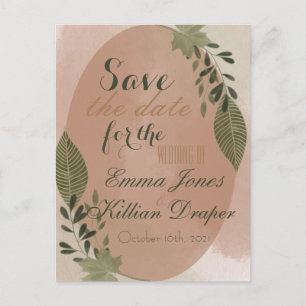 Elegant Botanical Greenery Announcement Postcard