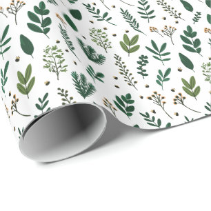 Elegant Botanical Greenery & Berry Wrapping Paper