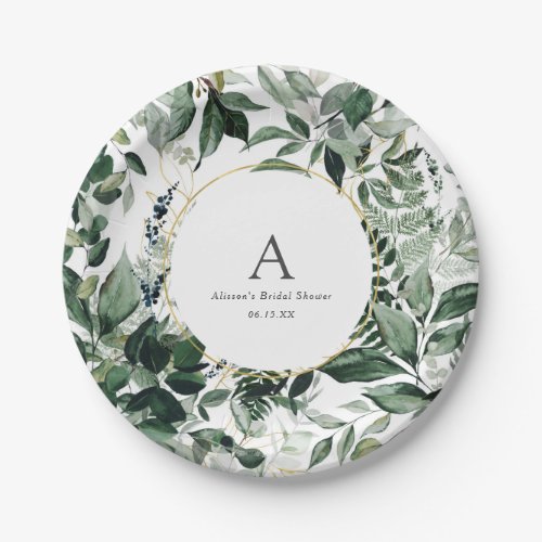 Elegant Botanical Greenery Bridal Brunch Paper Plate