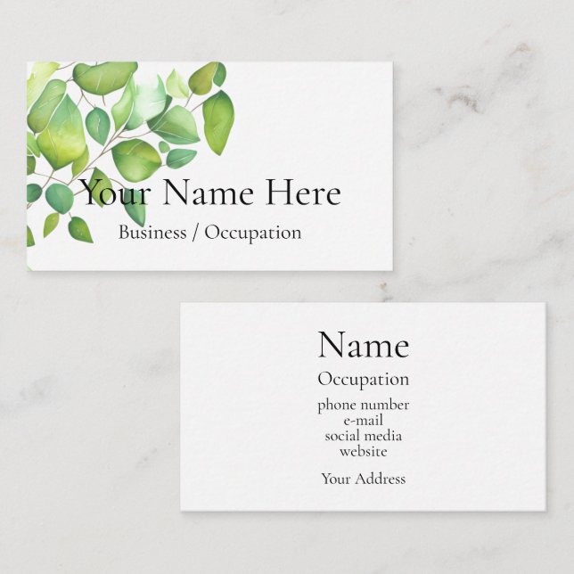 Elegant botanical greenery business card (Front/Back)