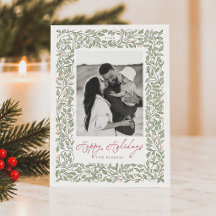 Elegant Botanical Greenery Christmas Photo