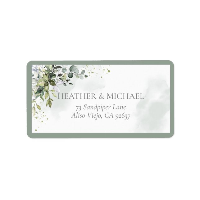 Elegant Botanical Greenery Floral Return Address Label (Front)