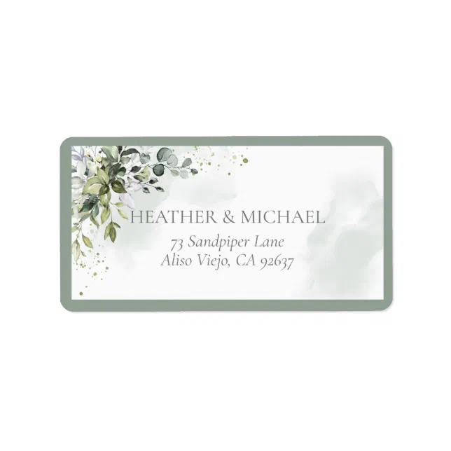 Elegant Botanical Greenery Floral Return Address Label | Zazzle
