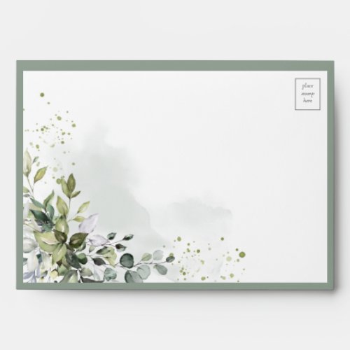Elegant Botanical Greenery Floral Watercolor Envel Envelope