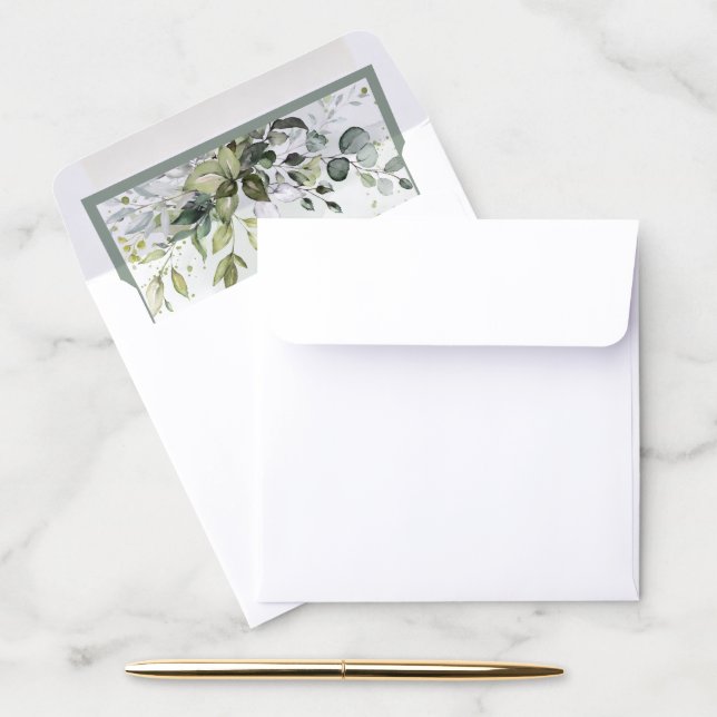Elegant Botanical Greenery Floral Watercolor Envel Envelope Liner (Desk)
