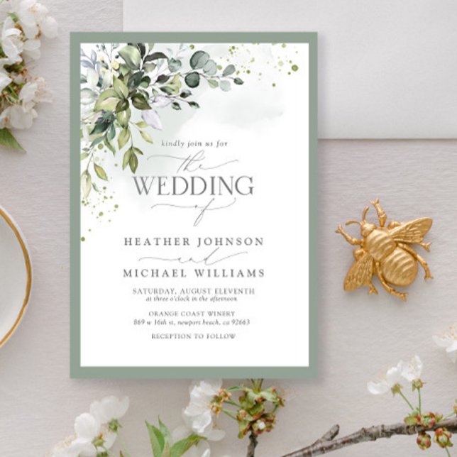 Elegant Botanical Greenery Floral Watercolor Invitation (Creator Uploaded)