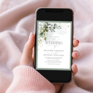 Elegant Botanical Greenery Floral Watercolor Invitation