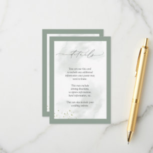 Elegant Botanical Greenery Floral Wedding Details Enclosure Card