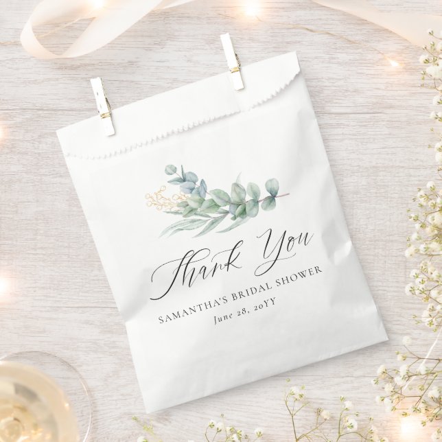 Elegant Botanical Greenery Gold Berries Thank You Favor Bag (Clipped)