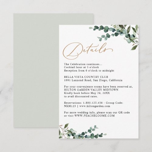 Elegant Botanical Greenery Gold Wedding Details