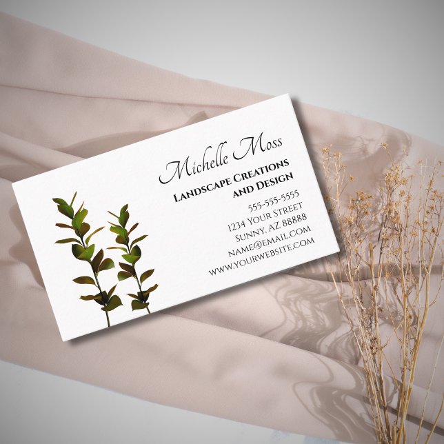 Elegant Botanical Greenery Landscape Designer  Business Card (Creator Uploaded)