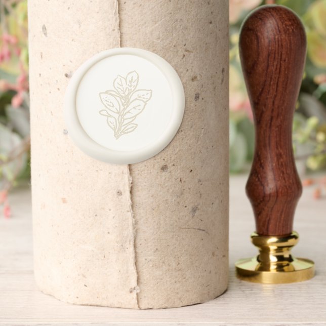 Elegant Botanical Greenery Leaves  Wax Seal Stamp (Insitu (Parchment))