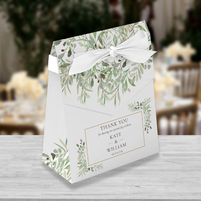 Elegant Botanical Greenery Wedding Favor Boxes (Creator Uploaded)