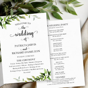 Elegant Botanical Greenery Wedding Program