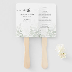 Elegant Botanical Greenery Wedding Program Hand Fan