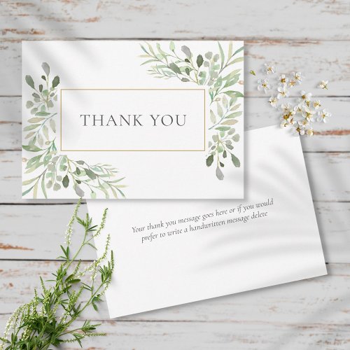 Elegant Botanical Greenery Wedding Thank You Card
