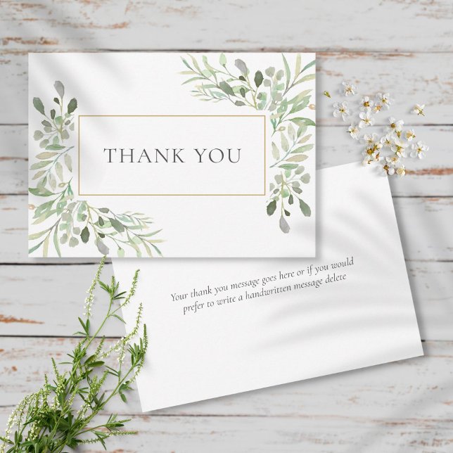 Elegant Botanical Greenery Wedding Thank You Card (Creator Uploaded)