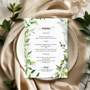 Elegant Botanical Greenery Wedding Wedding Menu