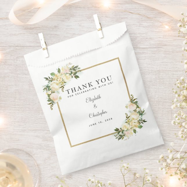 Elegant Botanical Greenery Weddings Thank You  Favor Bag (Clipped)