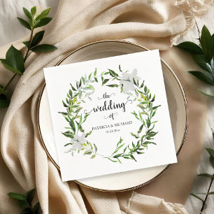 Elegant Botanical Greenery Wreath Wedding Napkins