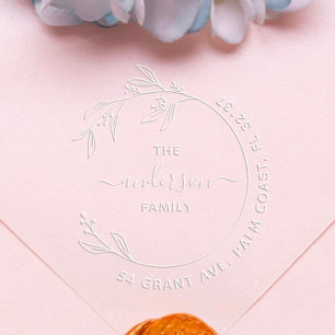 Elegant Botanical Hand-drawn Family Return Address Embosser