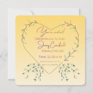 Elegant Botanical Heart Bridal Shower Invitation  