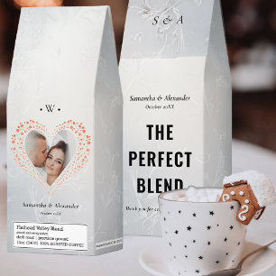 Elegant Botanical Heart Photo Wedding Christmas Roasted Coffee