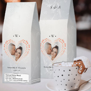 Elegant Botanical Heart Photo Wedding Christmas Roasted Coffee