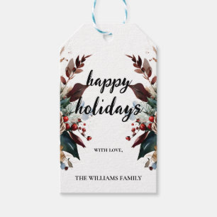 Elegant Botanical Holiday Gift Tag   Rustic Winter