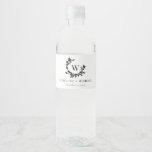 Elegant Botanical Initial Monogram Wedding Water B Water Bottle Label<br><div class="desc">This elegant botanical initial monogram wedding water bottle label is perfect for your classic simple black and white minimal modern wedding. The design features a hand drawn botanical crest of laurels around a monogram initial. The couples names and wedding date are in modern typography with calligraphy script.</div>