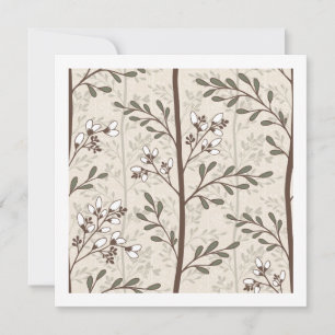 Elegant Botanical Japandi Floral Stripe Note Card