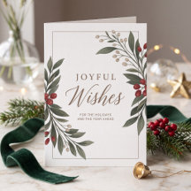 Elegant Botanical Joyful Wishes Corporate Holiday