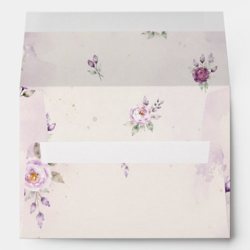 Elegant Botanical Lavender Purple Floral Wedding Envelope