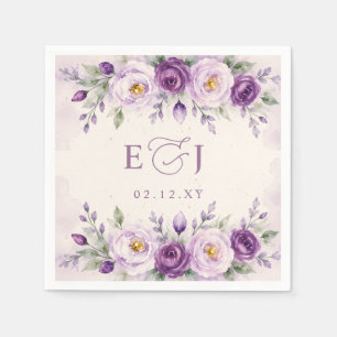 Elegant Botanical Lavender Purple Floral Wedding Napkins